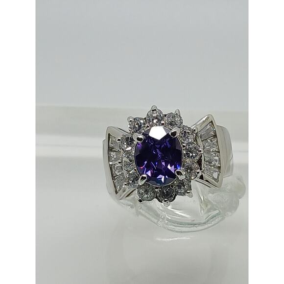 80's Glamour & Drama Vintage Ring Sterling Silver Quality Prong Setting Baguette - Picture 3 of 10